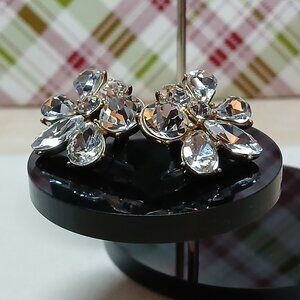 Fashion Costume Jewelry Gold Tone Bling White Rhinestones Earrings #78